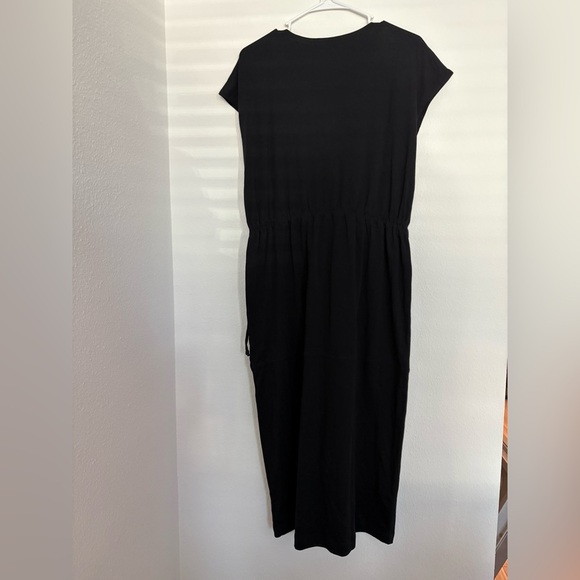 Vince Popover V-Neck Tiered Midi Dress in black puma cotton NWT size S - Picture 10 of 10